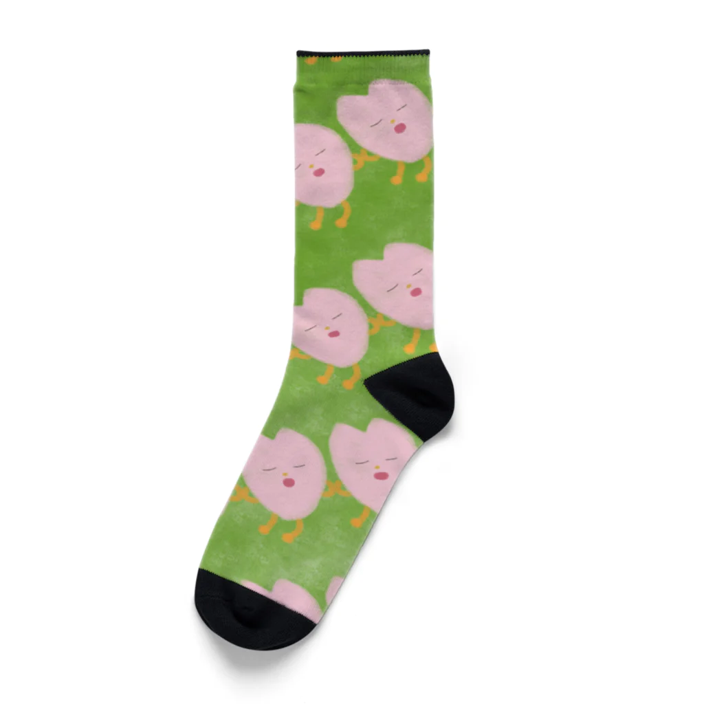 てんてんぽんの桜の花びらたちのお昼寝 Socks