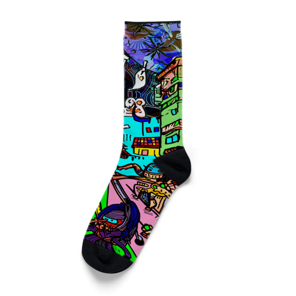 Ａ’ｚｗｏｒｋＳの宇宙人類皆兄弟 VERTICAL Socks