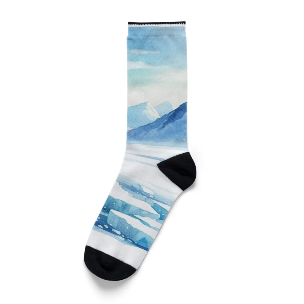 Green__teaの雪原と一軒家 Socks