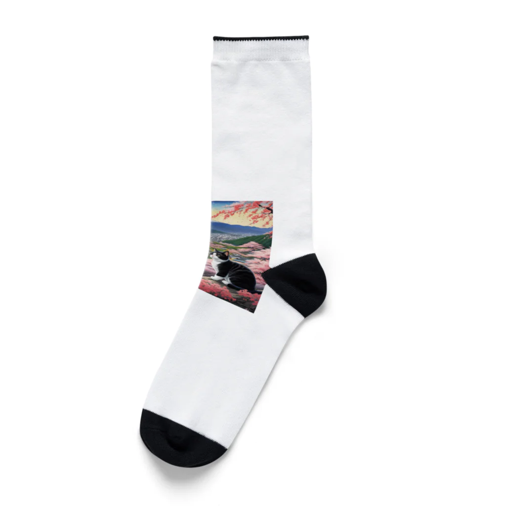 だんのんの桜と富士山と猫 Socks