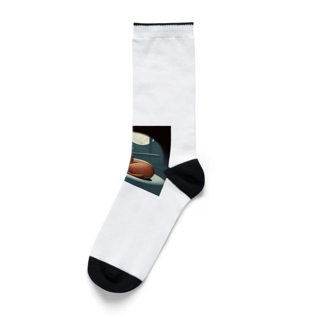 keikei5のかわいいダックスフンドが深い眠り Socks