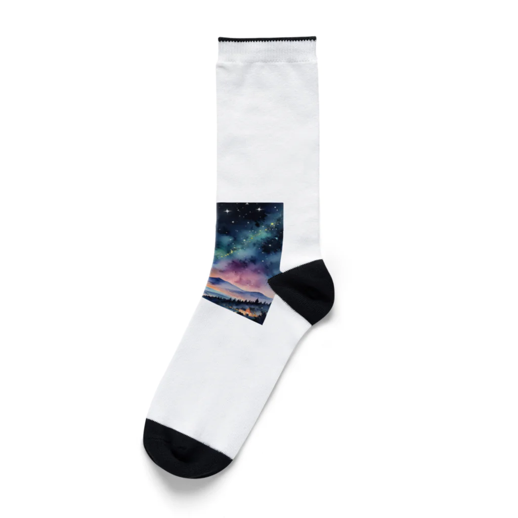 オーロラの里の星空の魔法 Socks