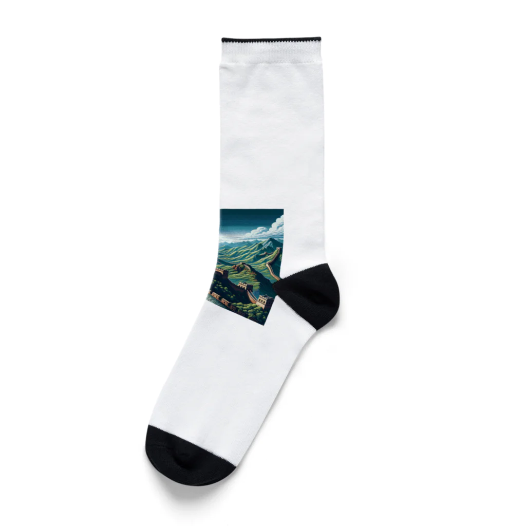 Pixel Art Goodsの万里の長城（pixel art） Socks