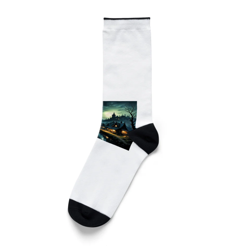 studio eizoの夜に輝く美しい村の光景 Socks