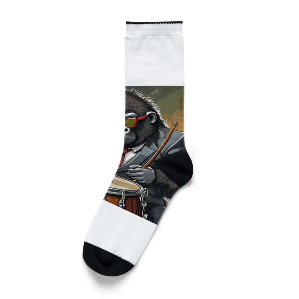 ぱぴぷSHOPのドラムをたたくゴリラ Socks