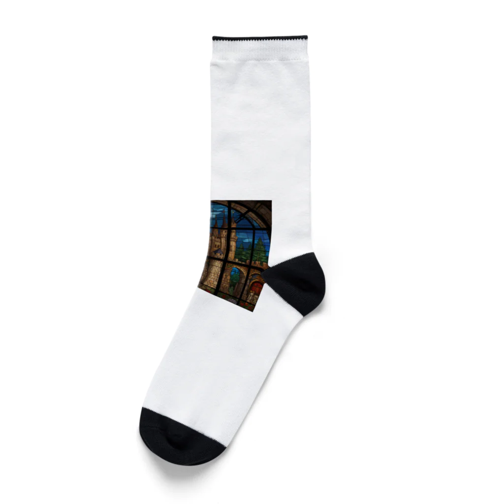 ganeshaの北米の湖のステンドグラス Socks