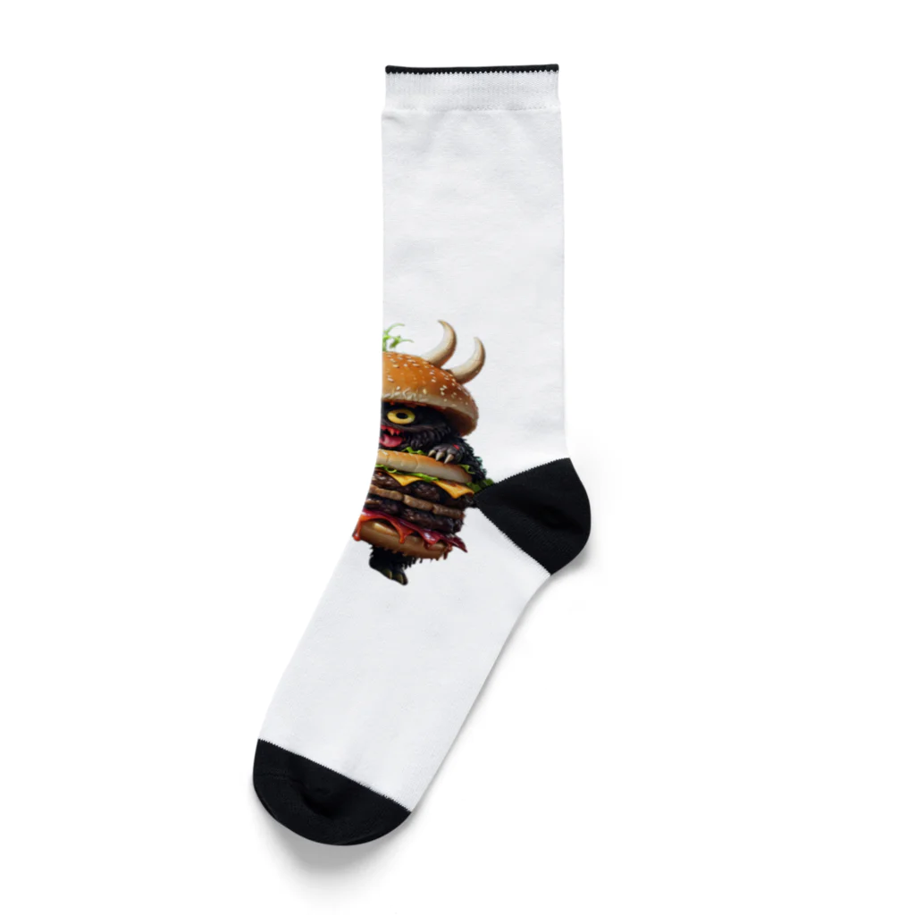 AI妖怪大図鑑のトリプル肉厚ビーフバーガー妖怪　バグドガルド Socks