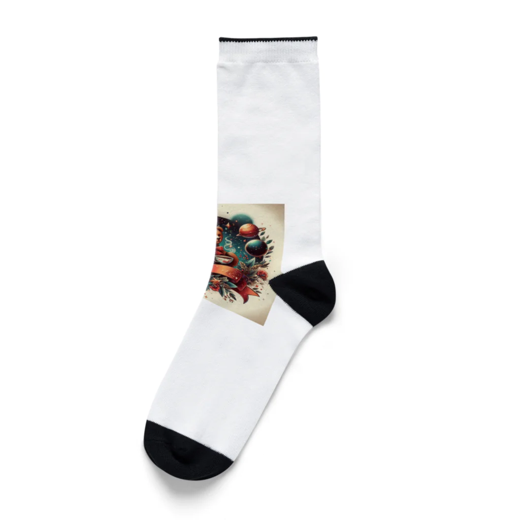 きなこもちもちのくまさん宇宙でお茶会 Socks