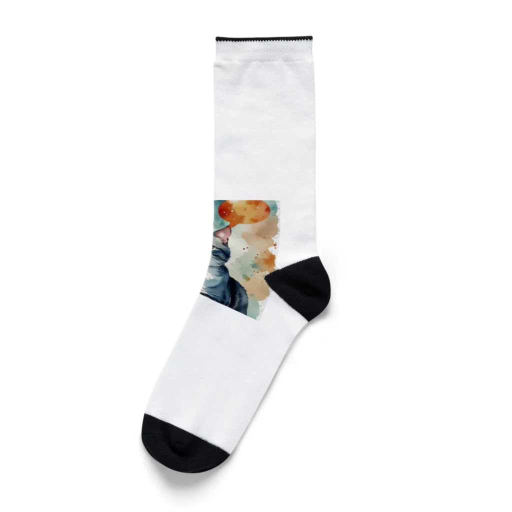 ふざけT専門店のふわふわの子猫の水彩画 Socks