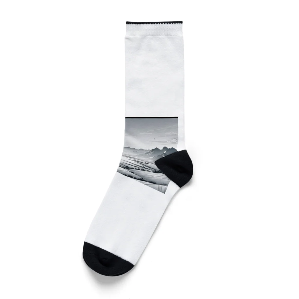 aICreationのモノクロの雪景色 Socks