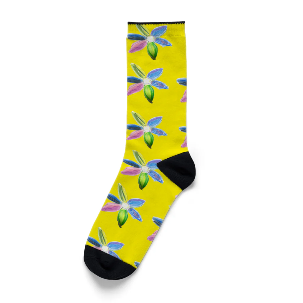 marbleSmileのピッピ 花 イエロー Socks