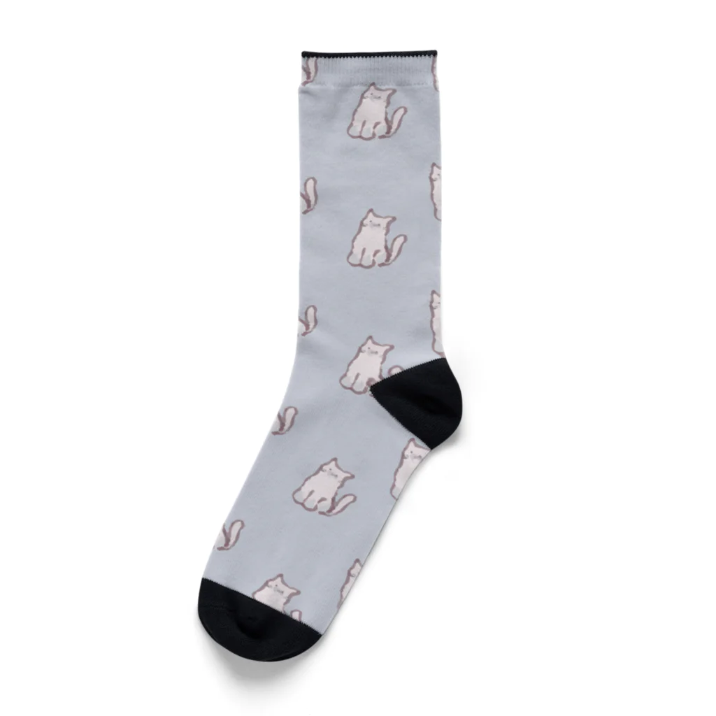 ふわぽこにゃんにゃんSHOP☁️🫧SUZURI支店のねこねこねこねこピンクシャム猫柄 Socks