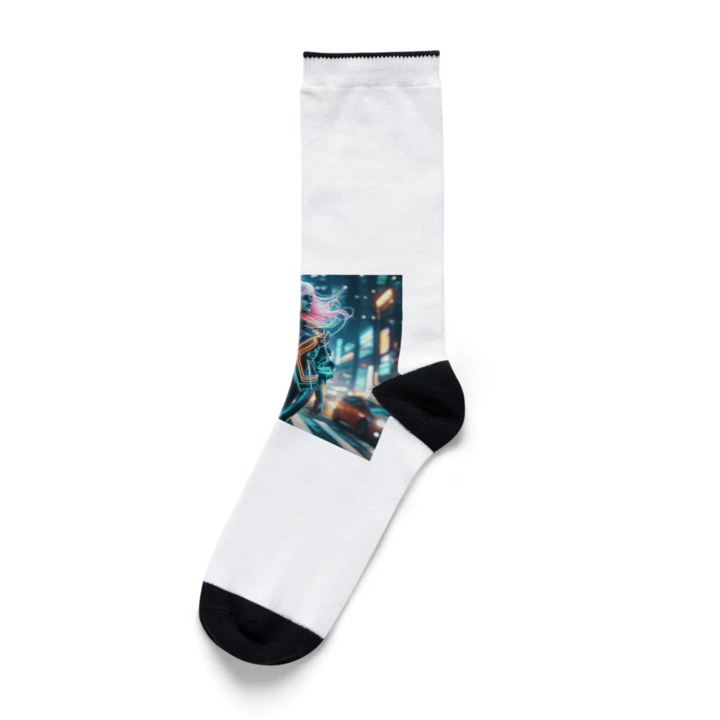 Harukiworksのネオンガール Socks