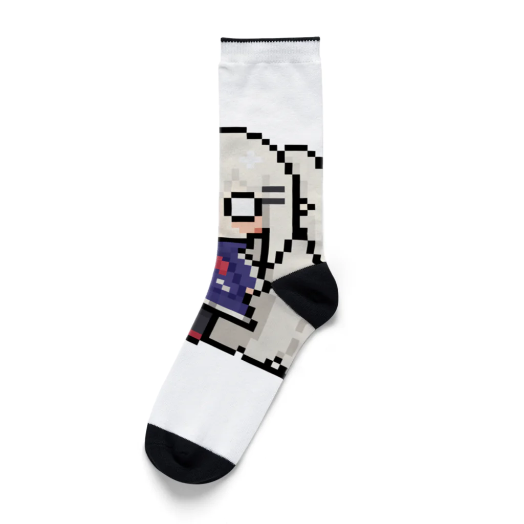 horidesuのドット絵の白髪ロング美少女 Socks