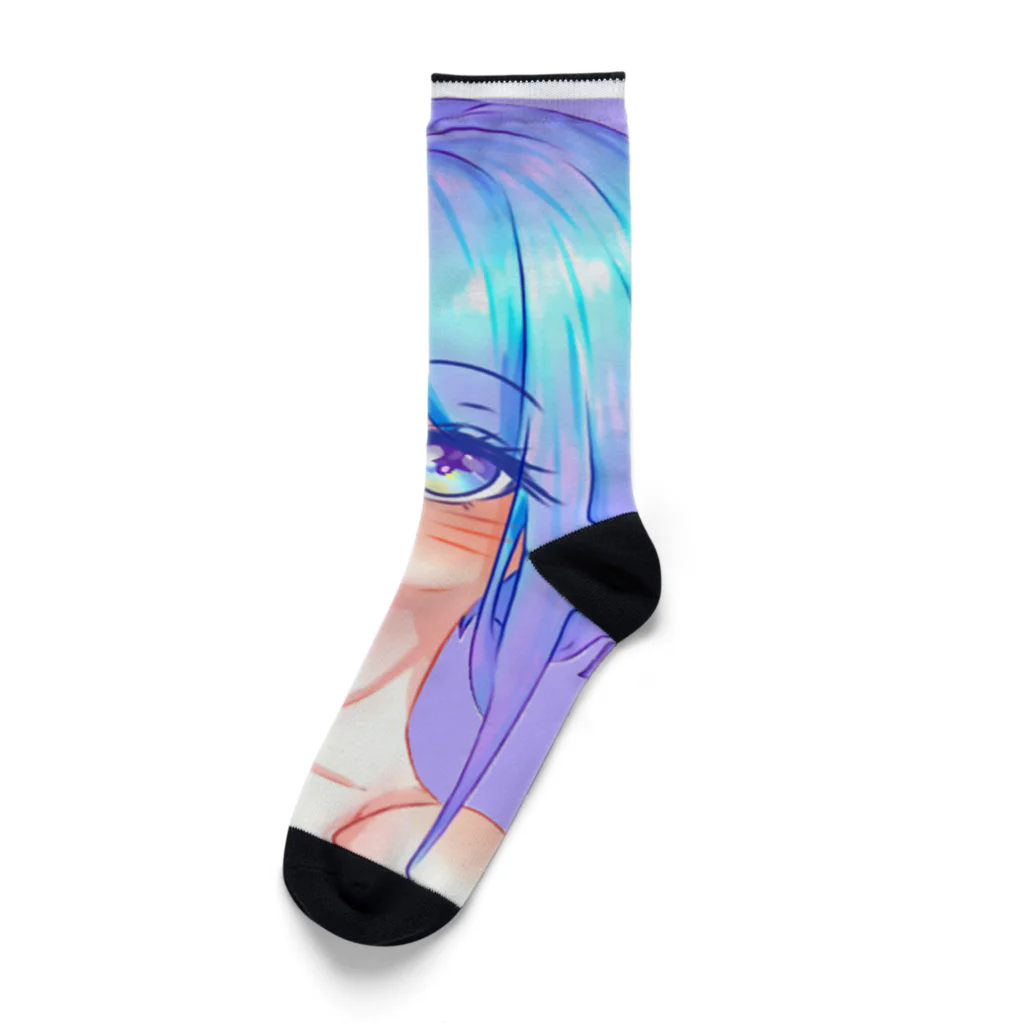 World_Teesのバブルガムを噛むアニメガール 日本の美学 アニメオタク Socks