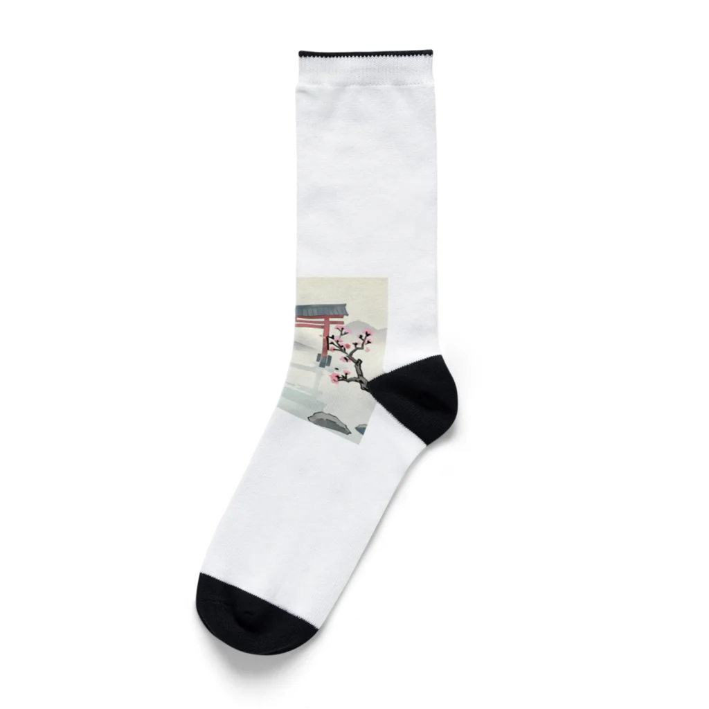 JoyfulMomentsCraftsの桜と鳥居　ー Cherry Blossoms and Torii ー Socks