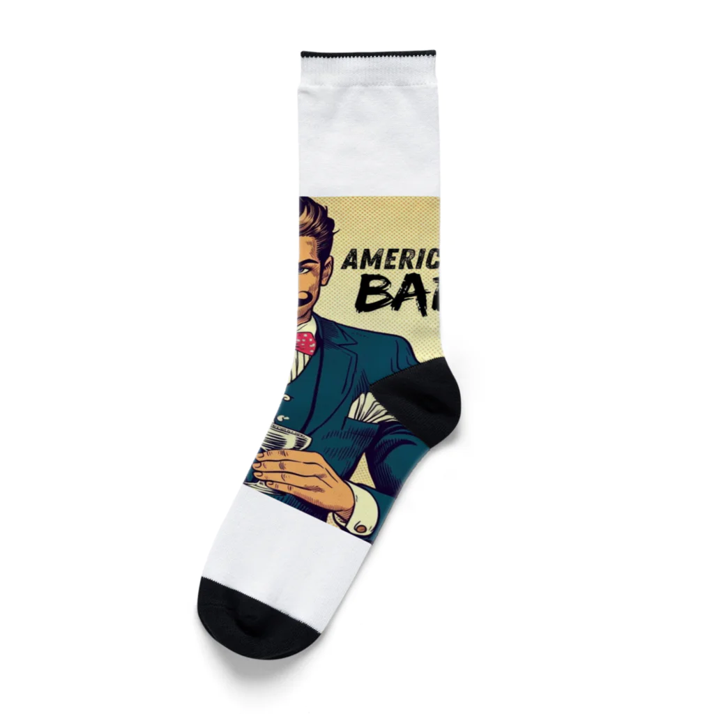 AMERICAN BARのアメコミ風バーテンダー Socks