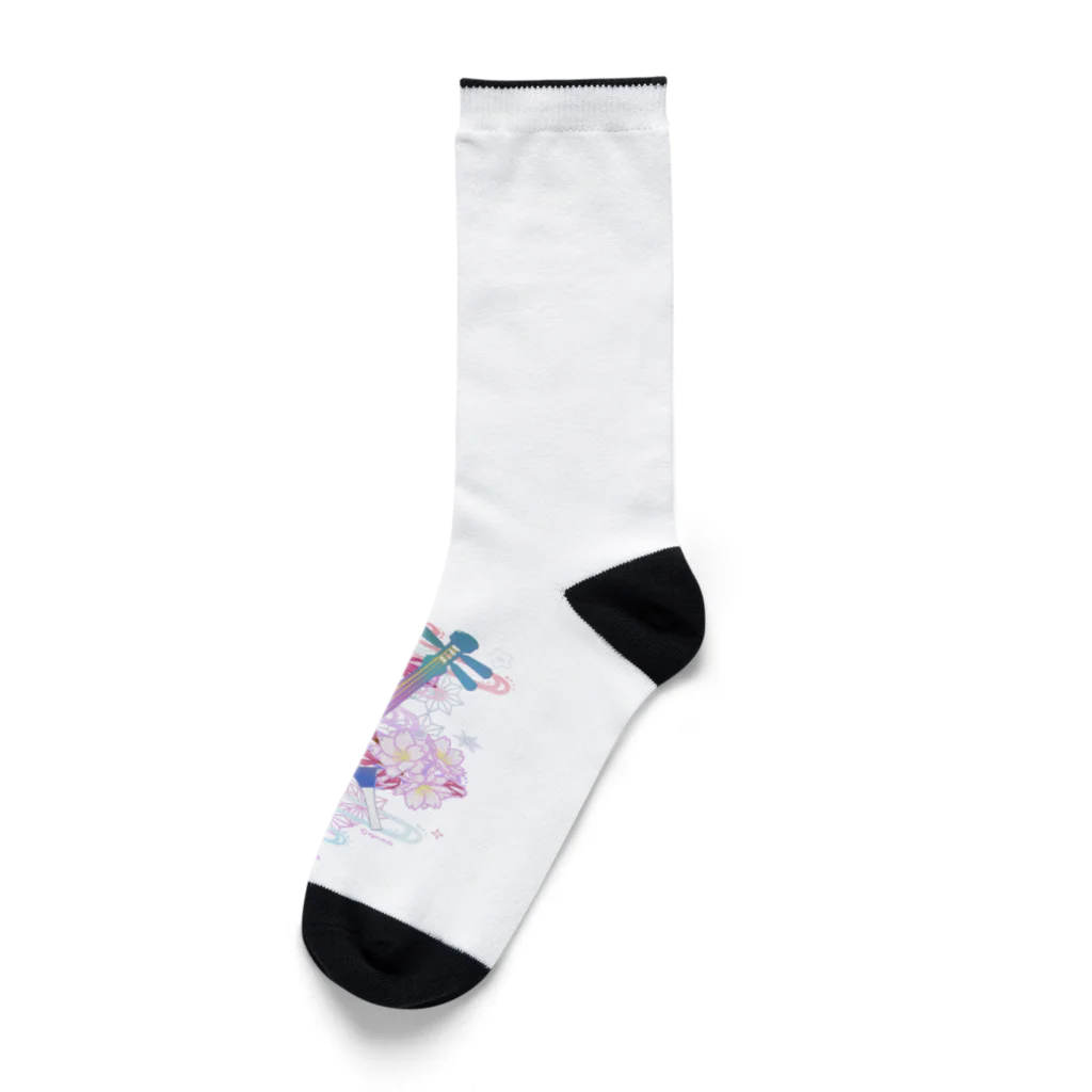 綾錦工房 りこりすの三味線 -雪月花- 【桜】 Socks