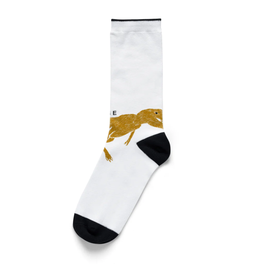 NIKORASU GOの恐竜ティラノサウルスTシャツ「鬼さんこちら手のなるほうへ」 Socks