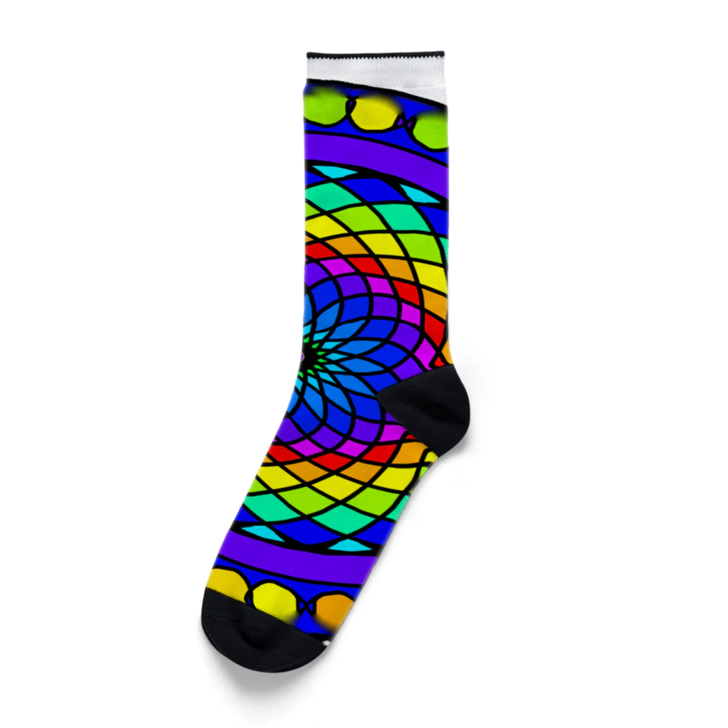 💖宇宙整体♪🌈♪こころからだチャンネル♪💖のあーよかった宇宙光七色曼荼羅with angel cakra balance Socks