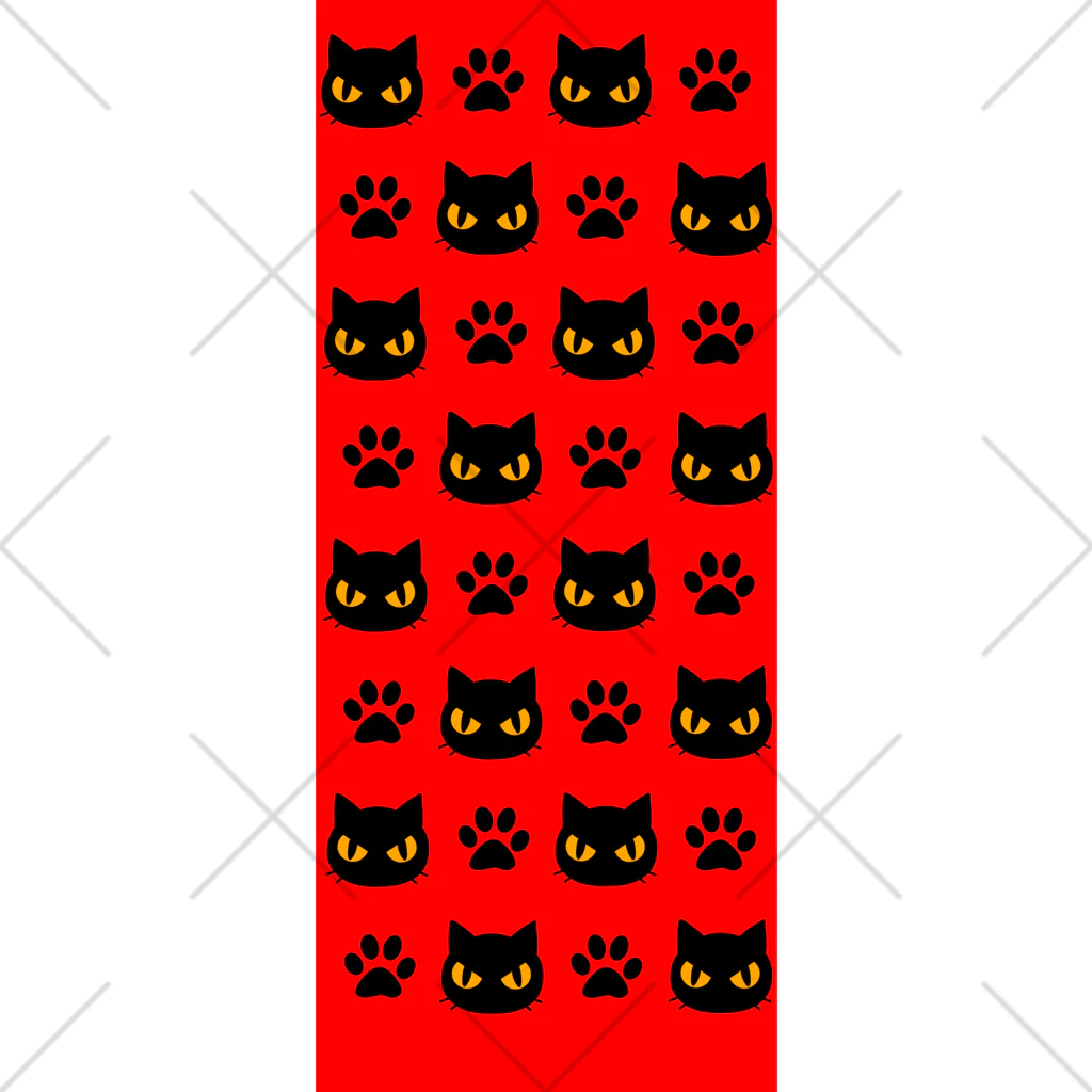 mkumakumaの黒猫と足跡赤 Socks