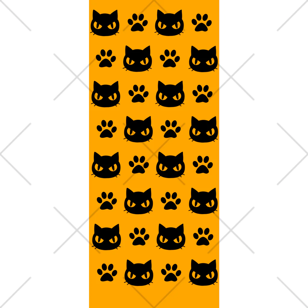 mkumakumaの黒猫と足跡黄 Socks