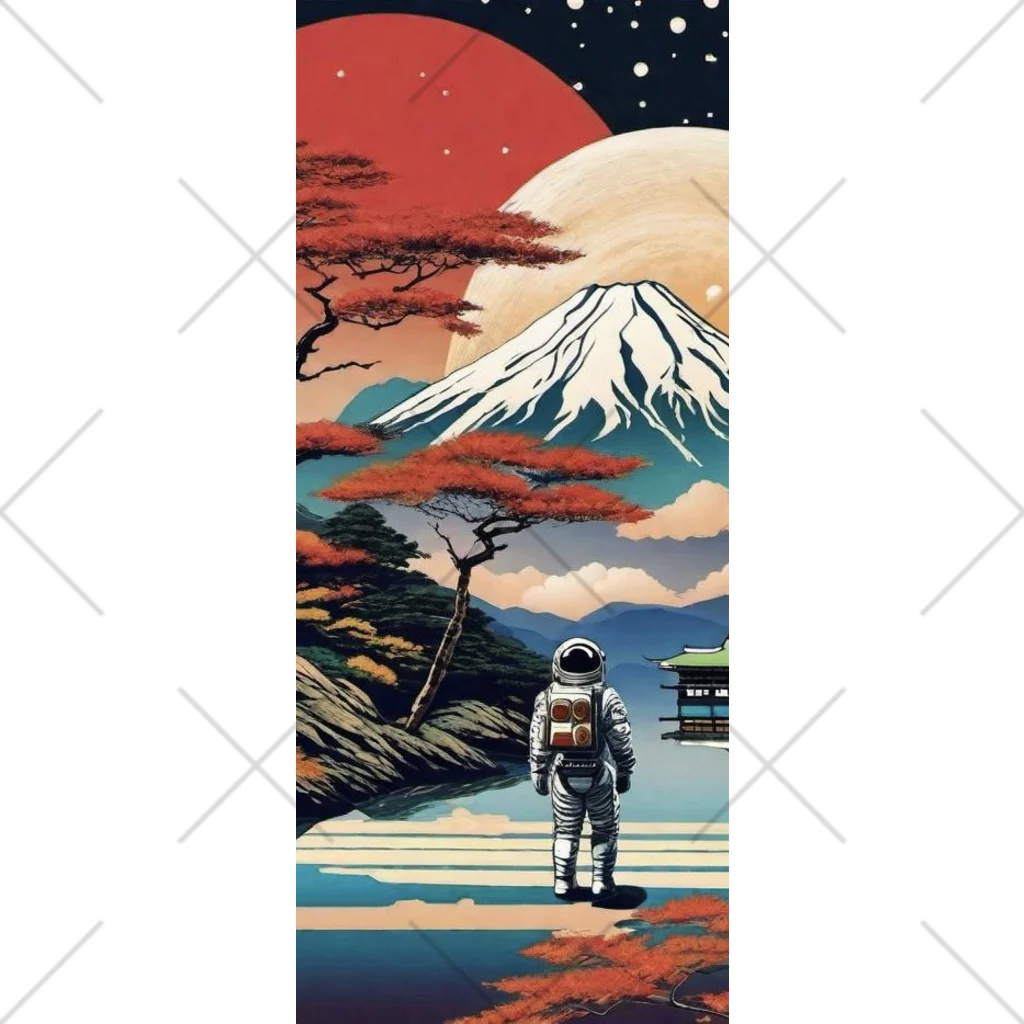 宇宙開発デザイン科の富士山と宇宙飛行士 Socks