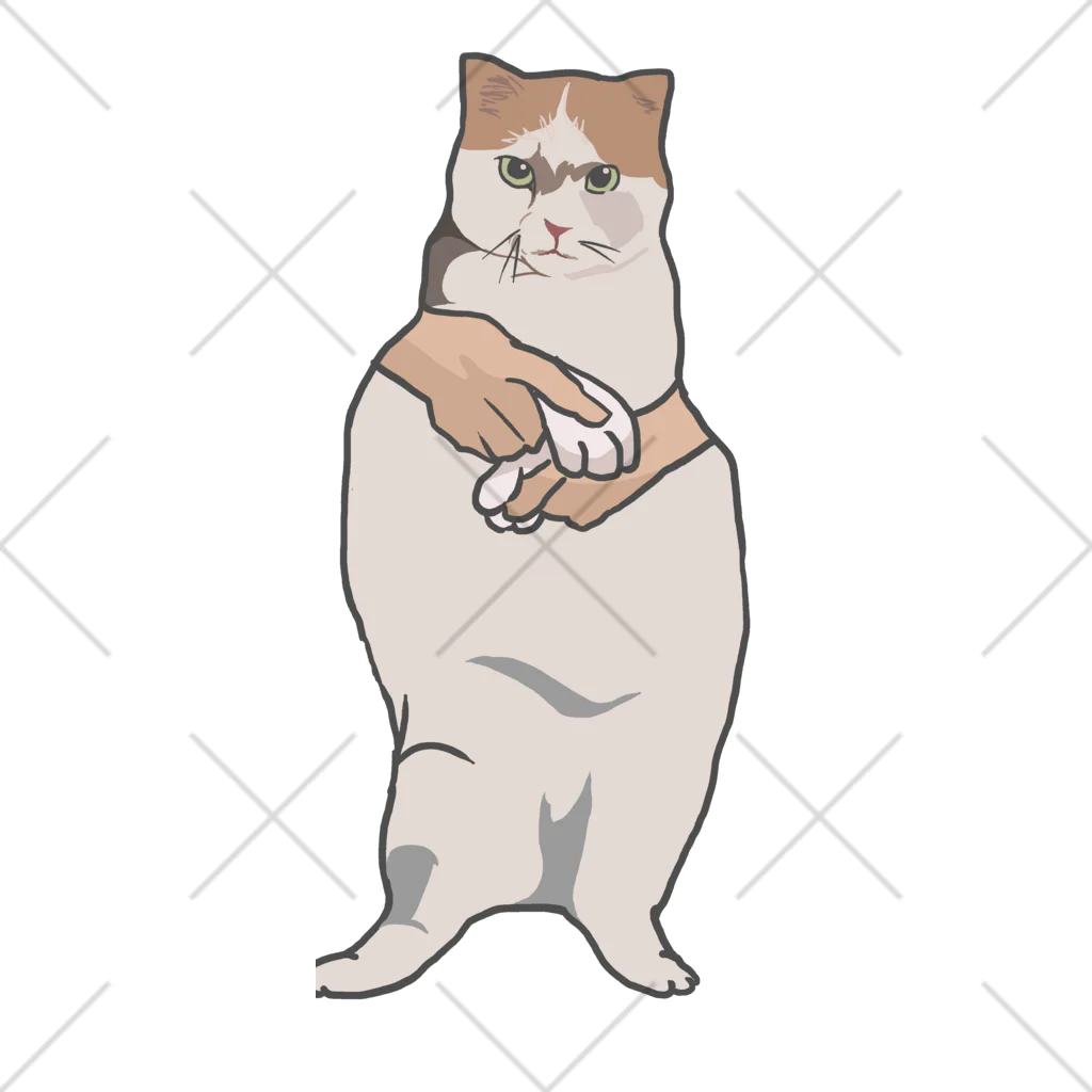 手書きイラストで猫ミームのスリスリ踊る猫 ソックス