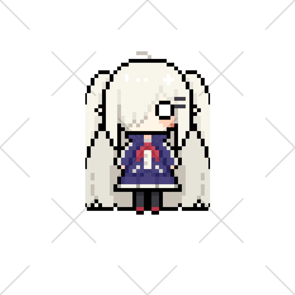 horidesuのドット絵の白髪ロング美少女 Socks