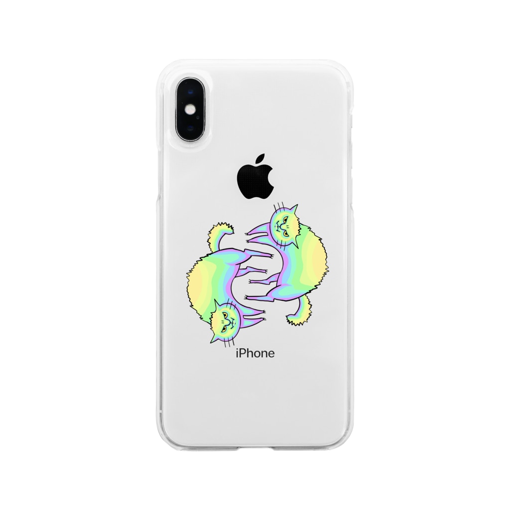 yocheese111のネコボフボフ Soft Clear Smartphone Case