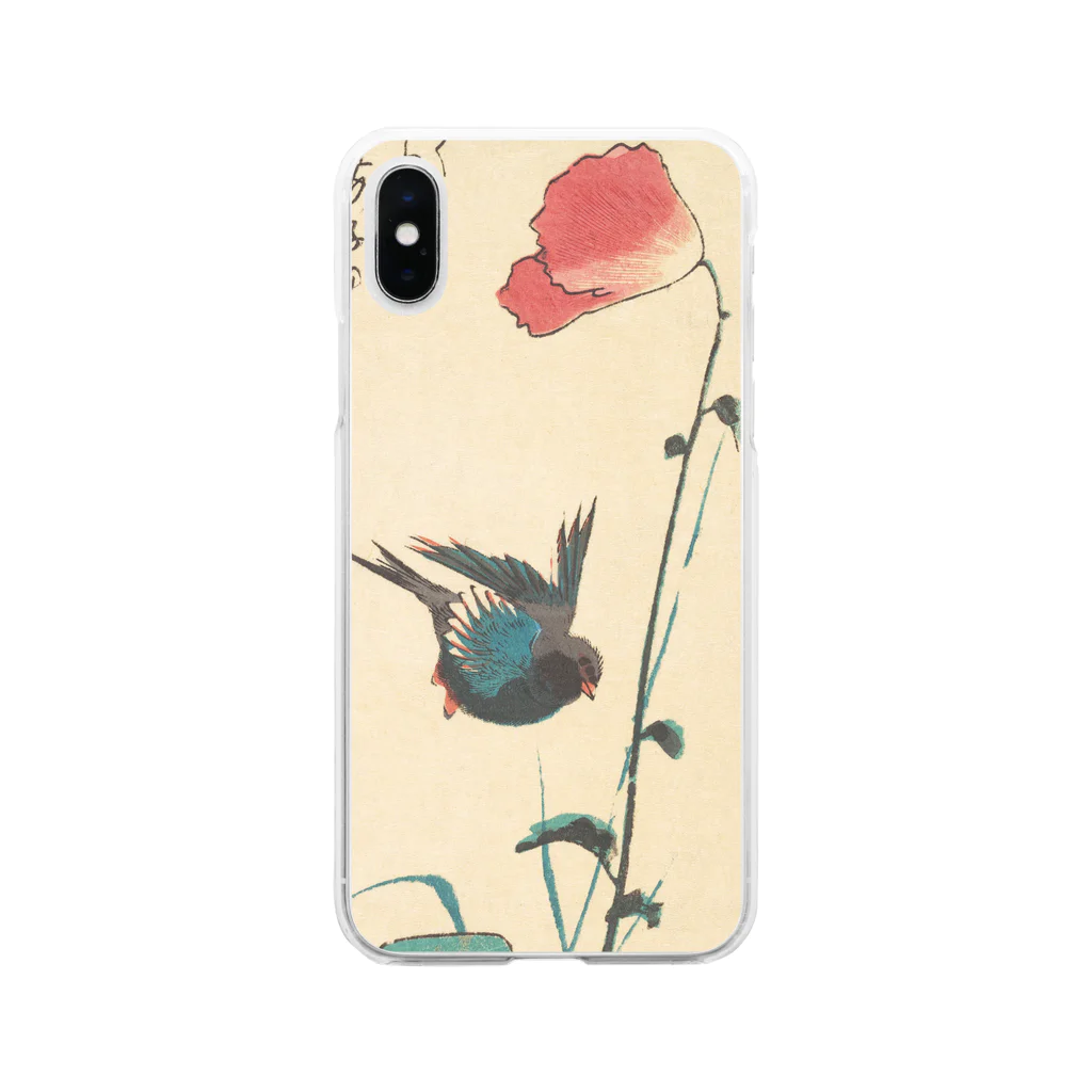 SONOTENI-ARTの024-002　歌川広重　『ポピーとスズメ』　クリア　スマホケース　iPhone XS/X専用デザイン　CC2 Soft Clear Smartphone Case