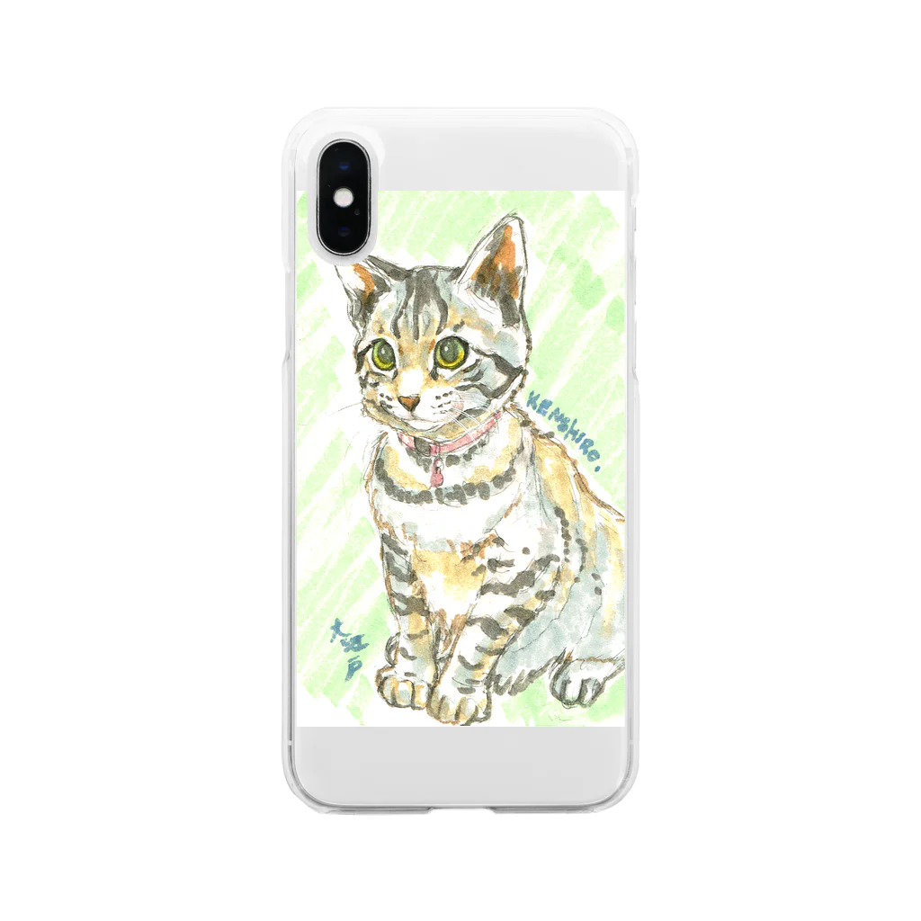 大江戸の子猫ケンケン Soft Clear Smartphone Case