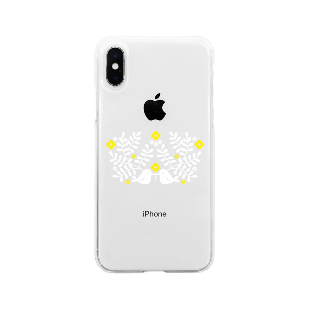 monetのお花と小鳥 Soft Clear Smartphone Case