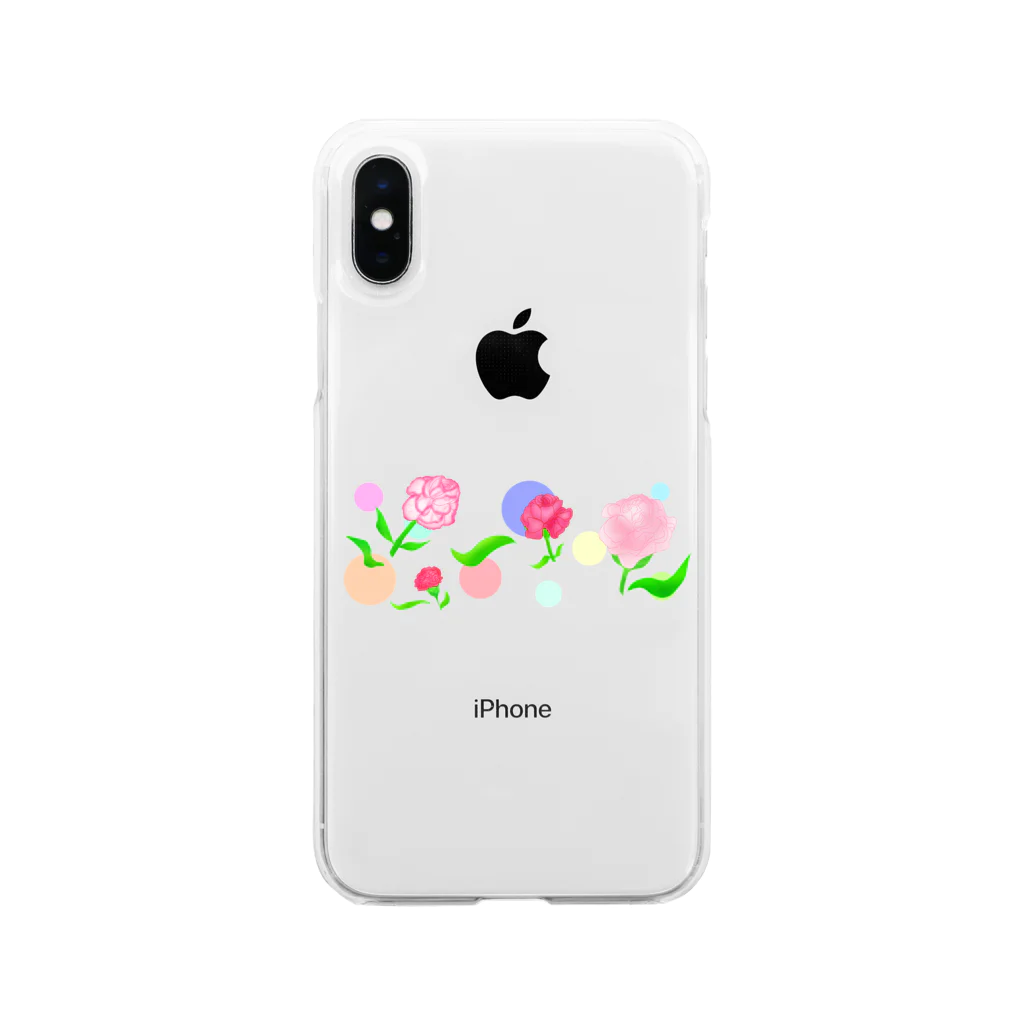 Lily bird（リリーバード）のカーネーションと水玉模様 Soft Clear Smartphone Case