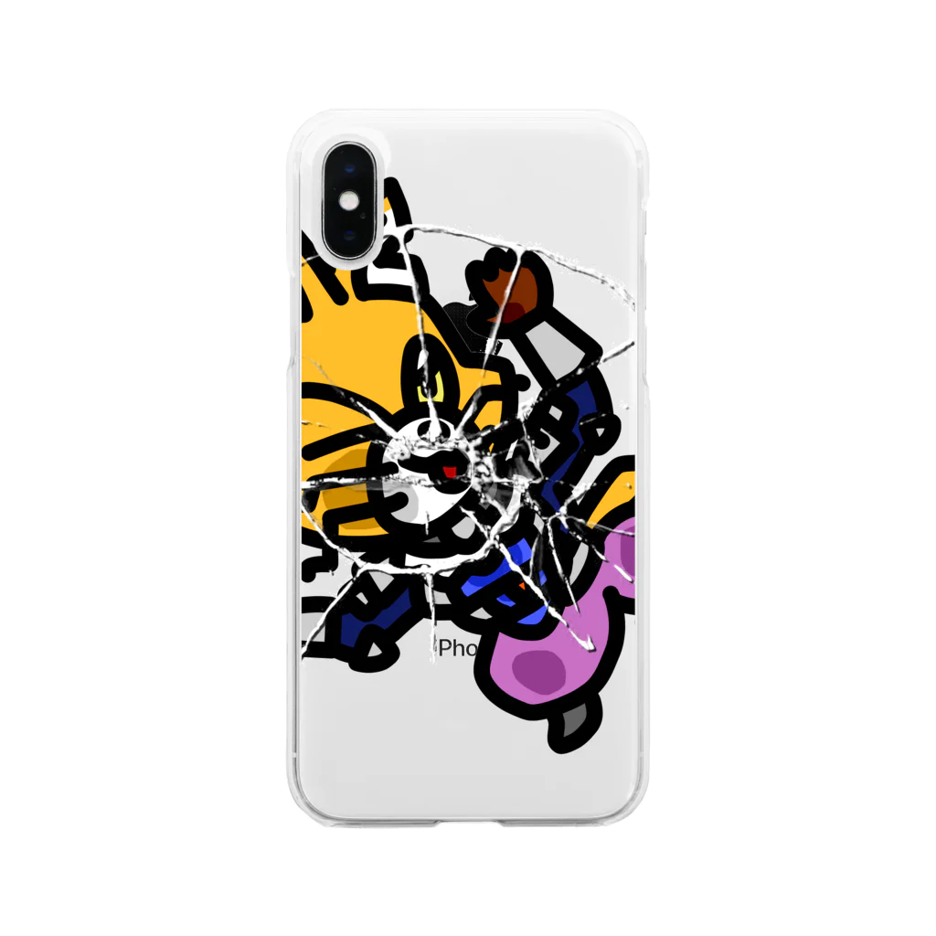 キャットＣのこうじょうけんがくの手前ふっとびキャットＣ Soft Clear Smartphone Case