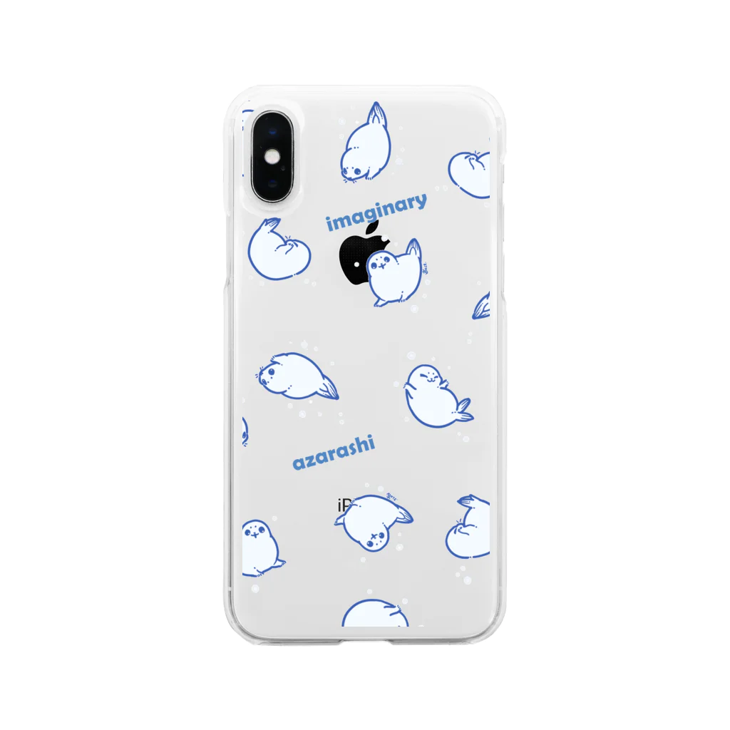 BARE FEET/猫田博人の超架空アザラシ・ブルー Soft Clear Smartphone Case