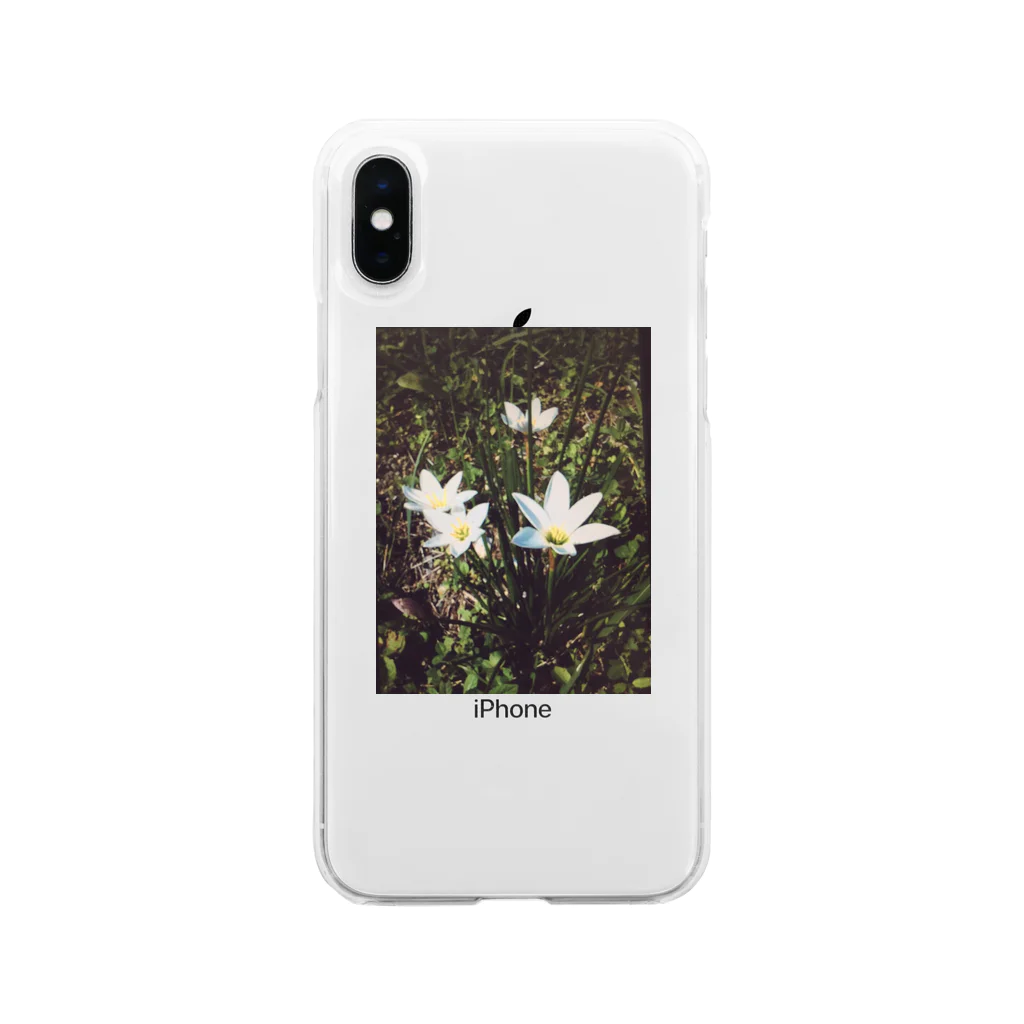 2626(ふわふわ)の白いシュッとしたお花ちゃん Soft Clear Smartphone Case