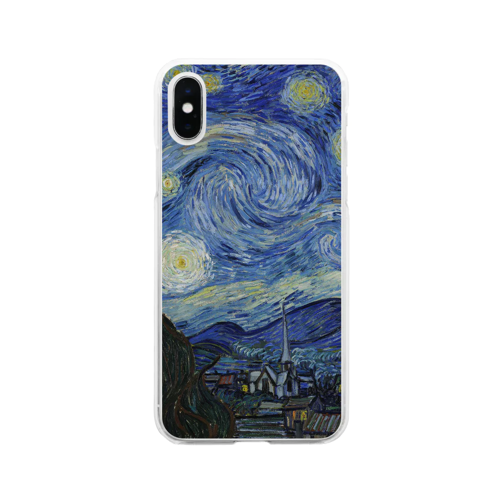 Art Baseの星月夜 / フィンセント・ファン・ゴッホ(The Starry Night 1889) Soft Clear Smartphone Case