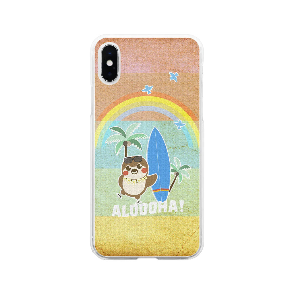 “すずめのおみせ” SUZURI店のだいきち（サマホリ）スマホケース Soft Clear Smartphone Case