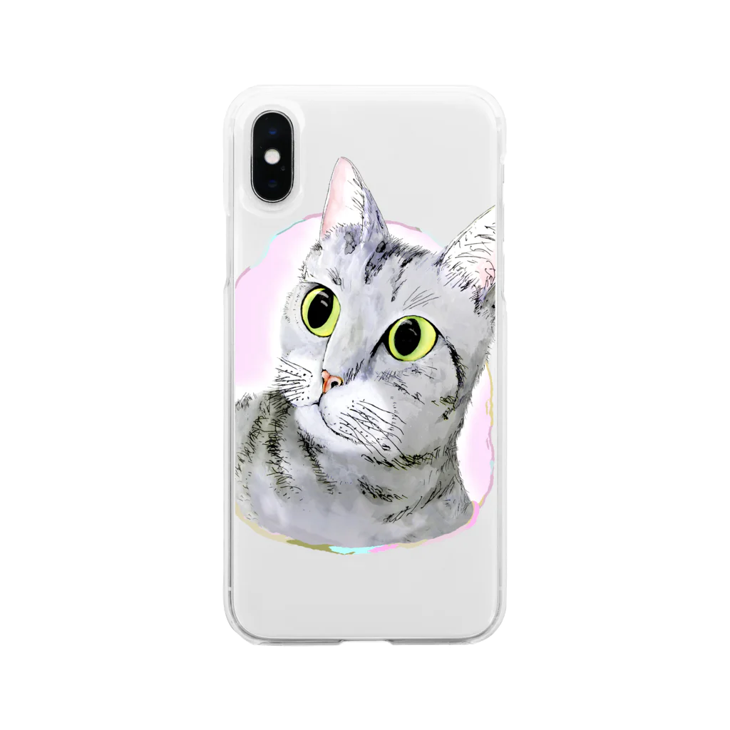 2gawaのねこさん Soft Clear Smartphone Case