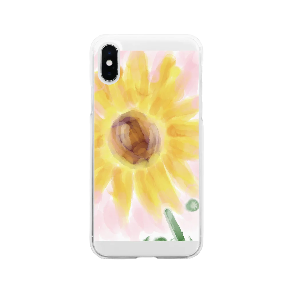 St.SKのひまわりsummer Soft Clear Smartphone Case