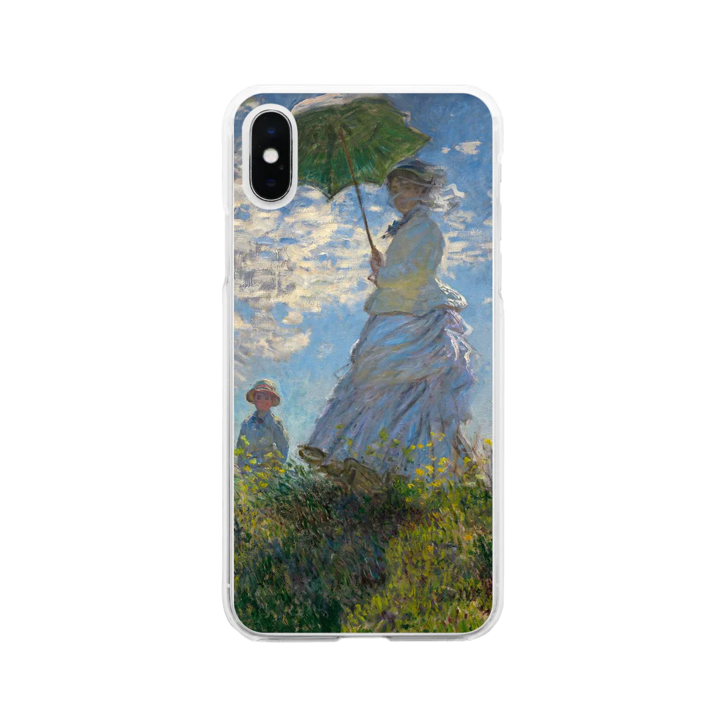 Art Baseのクロード・モネ / 1875 / The Promenade, Woman with a Parasol / Claude Monet Soft Clear Smartphone Case