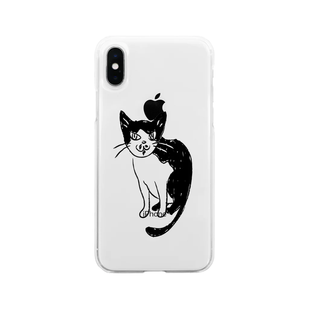 むしんちのニヒルな猫 Soft Clear Smartphone Case