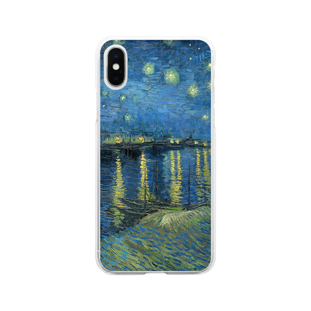 Art Baseのゴッホ / 1889 / Starry Night Over the Rhone / Vincent van Gogh Soft Clear Smartphone Case