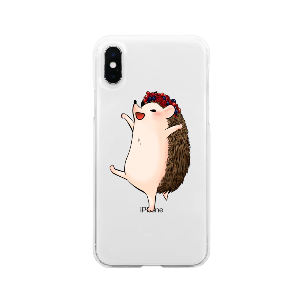 ポメ村ポメラニアンのベリーとハリネズミさん Soft Clear Smartphone Case