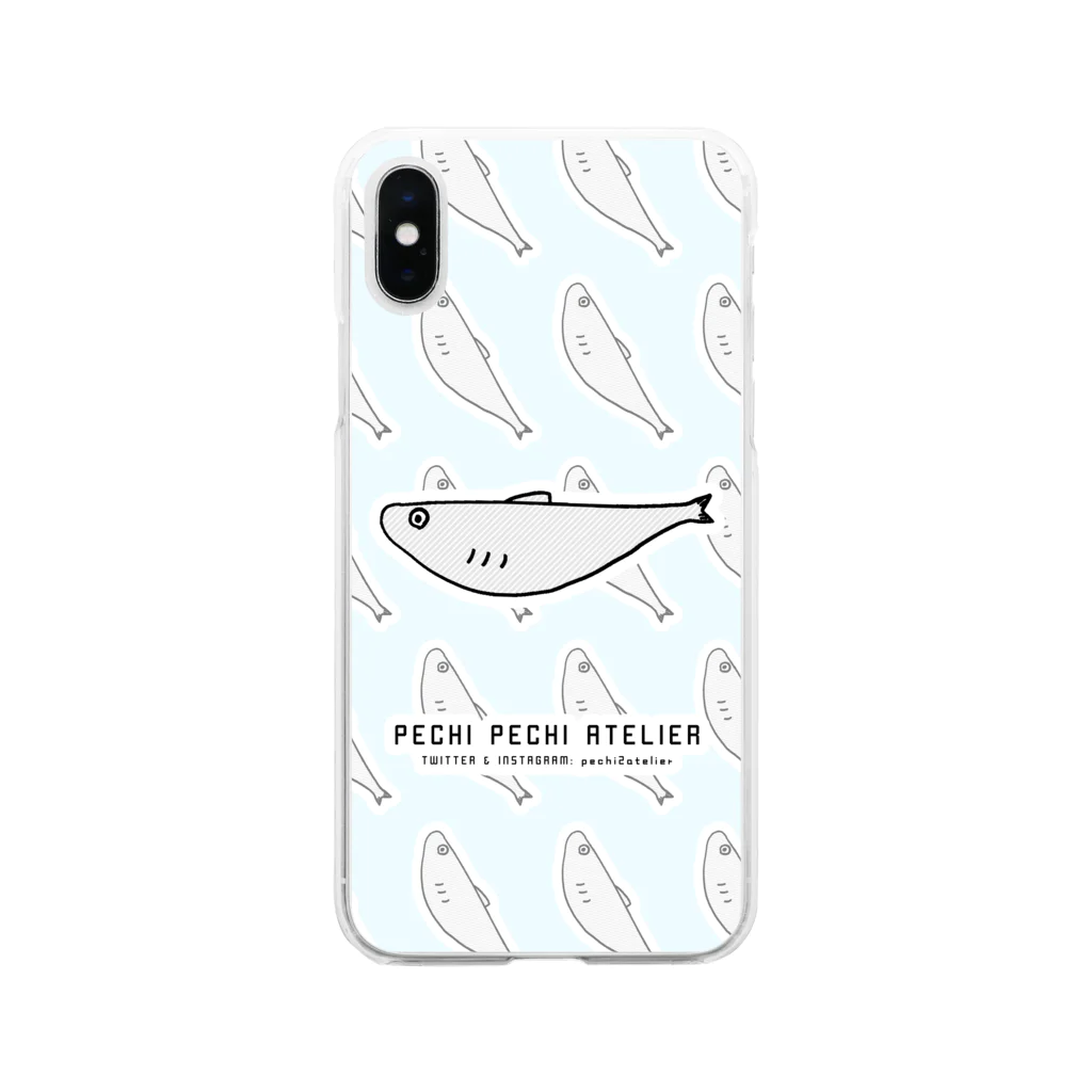 ぺちぺち工房 Pechi Pechi Atelierのししゃもがいっぱい Soft Clear Smartphone Case