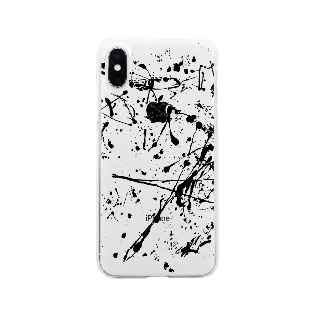 KNS designの黒ペンキのの飛散 Soft Clear Smartphone Case