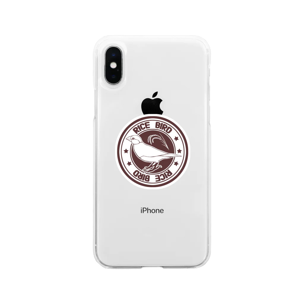 Burungの文鳥と稲穂 Soft Clear Smartphone Case