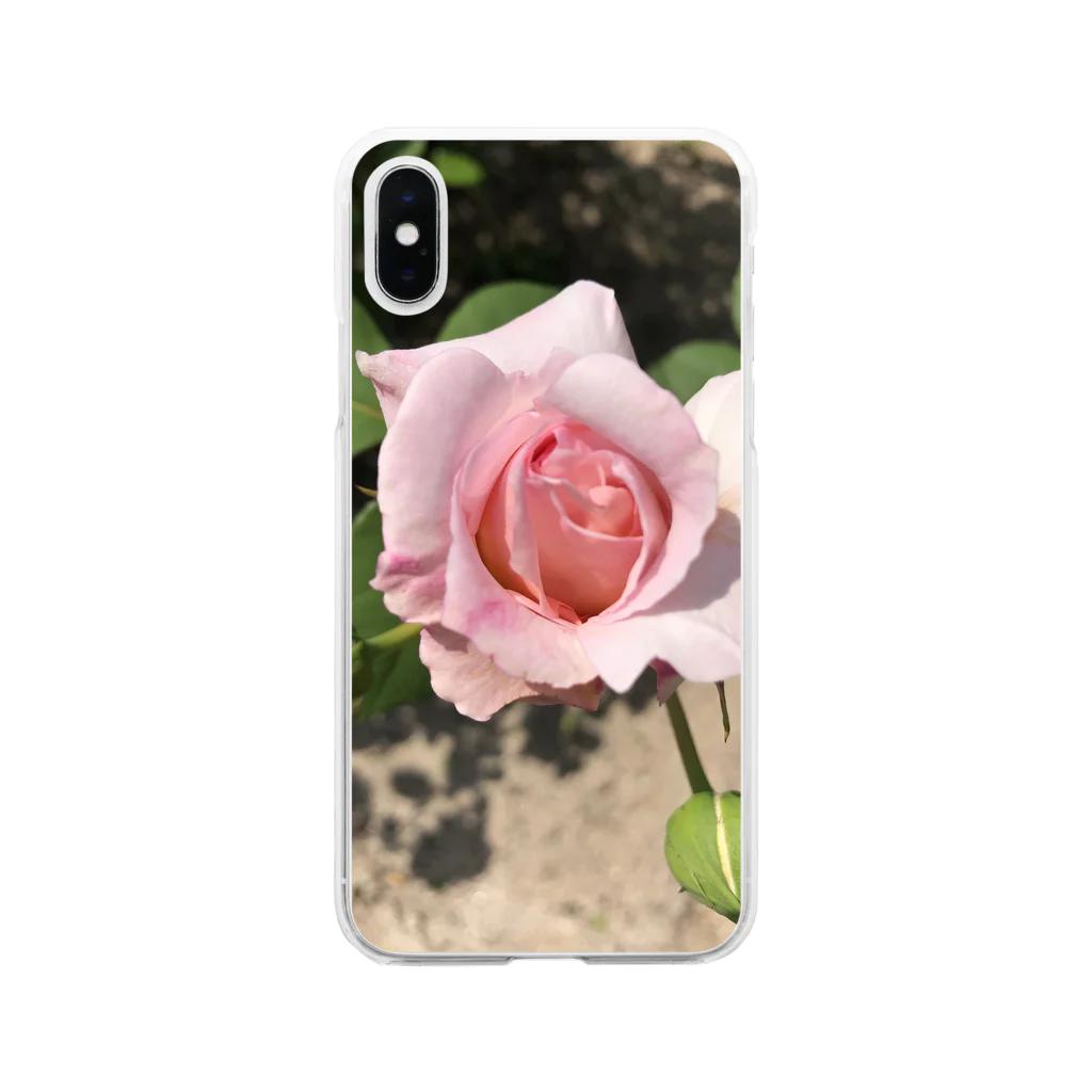 2626(ふわふわ)のピンクの薔薇ちゃん Soft Clear Smartphone Case