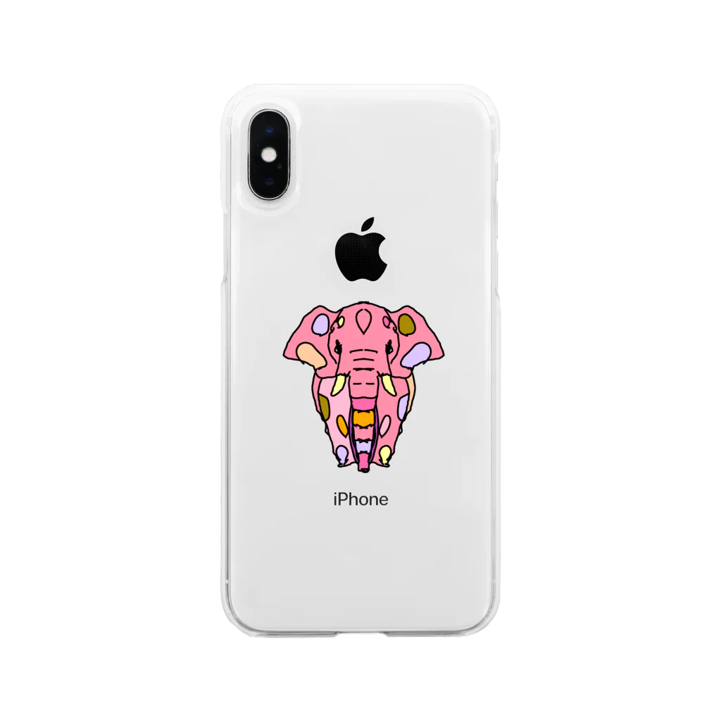 Full of vitality　(フル　オブ　バイタリティ)のElephant☆PINK　(ピンク色の象)　Full of vitality　(フル　オブ　バイタリティ) Soft Clear Smartphone Case